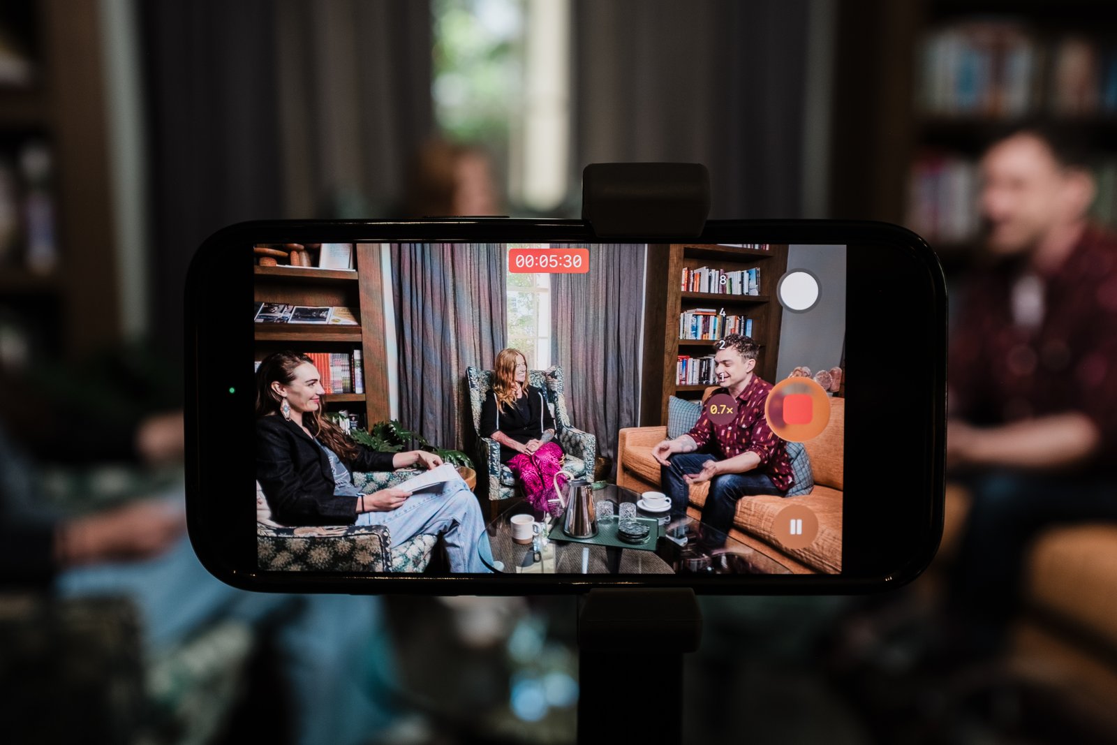 The roundtable seen through the camera screen